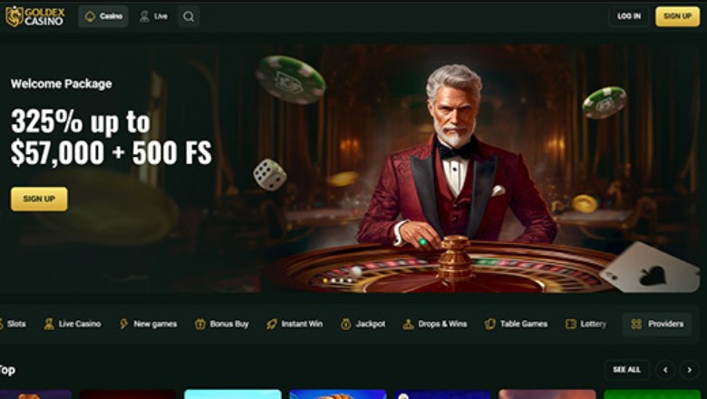 Goldex Casino screen letting players pick between two slots for GOLDEX30