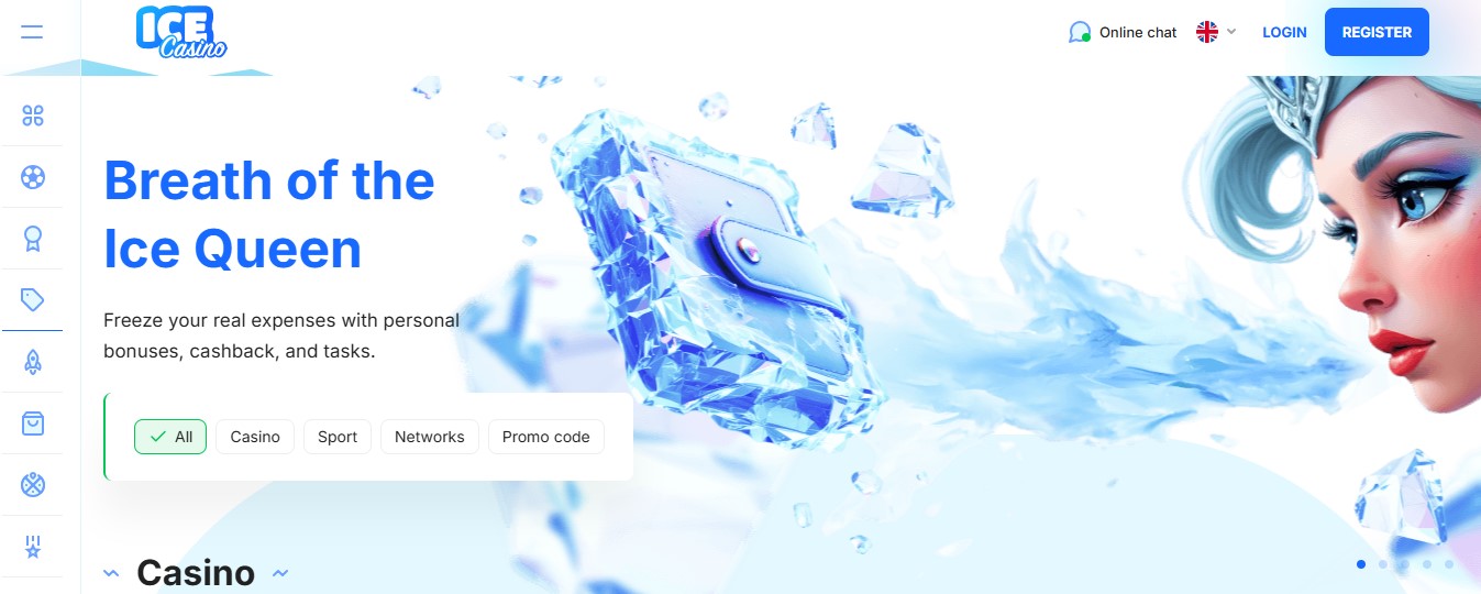 Ice Casino promotions page listing Book of Fallen spins without a code